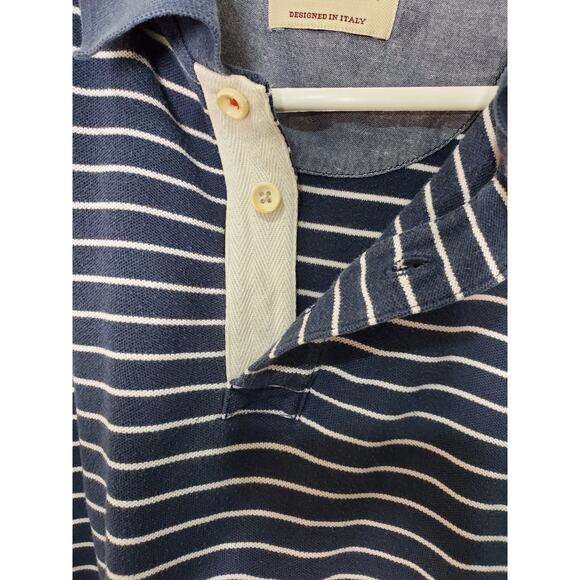Punto Blanco Men’s Polo Shirt Navy Blue & White Stripes Designed in Italy Size L - Picture 5 of 9
